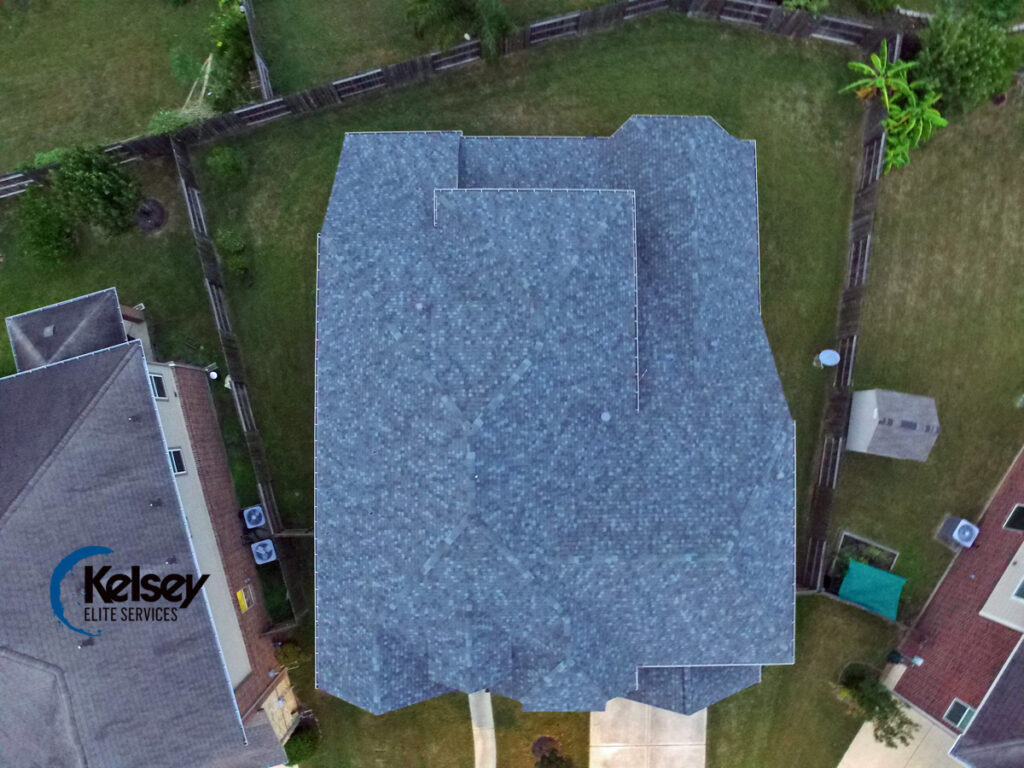 Completed roof replacement in Sugar Land, TX with new shingles installed after insurance-approved replacement.