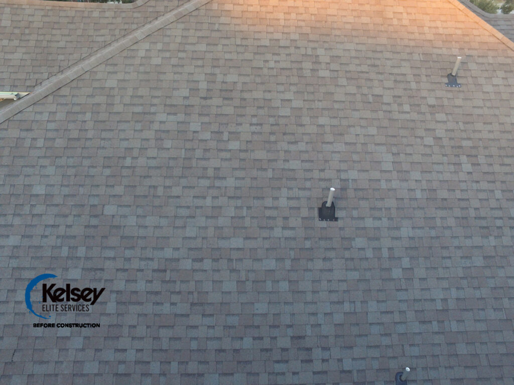 Hail damage and granule loss on roof in Katy, TX before insurance roof replacement