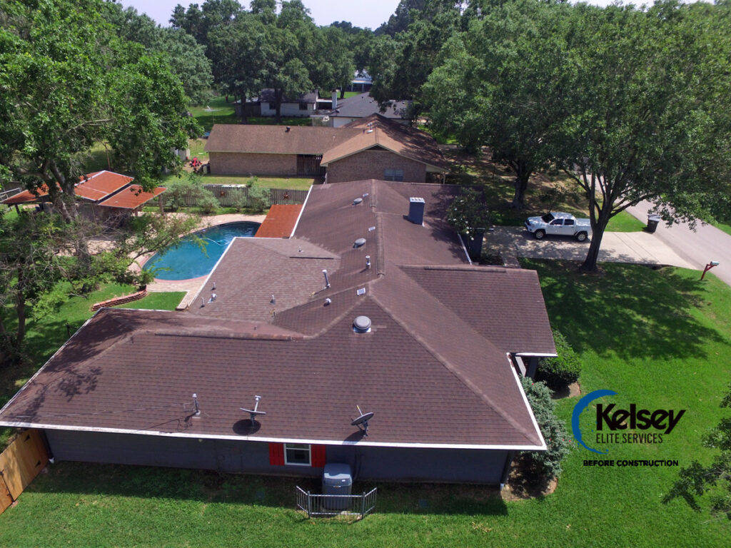 storm damaged roof before replacement in Katy TX